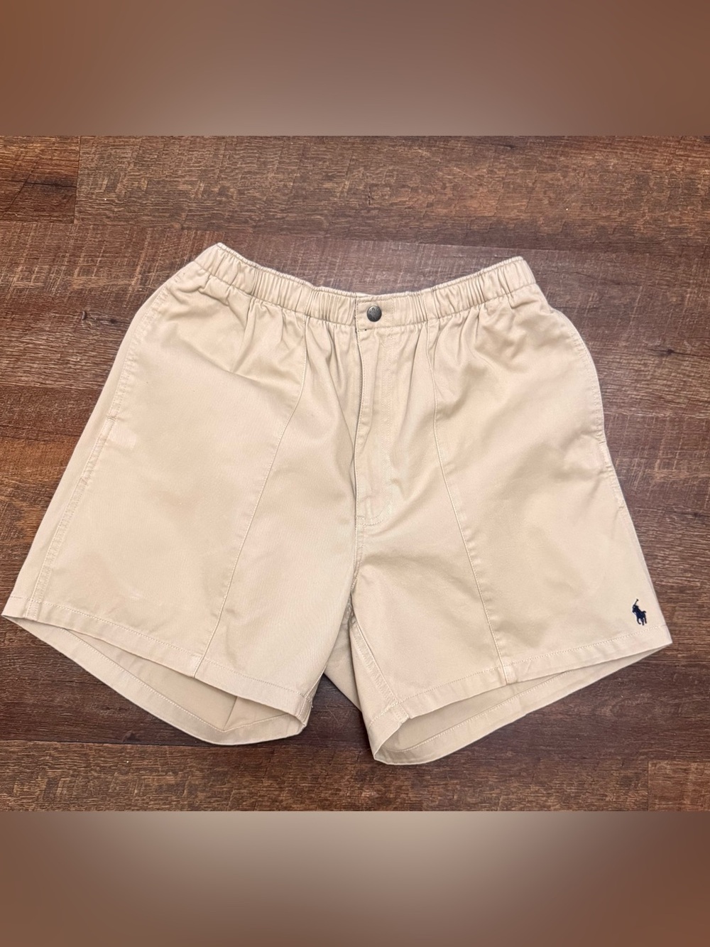 Vintage 90’s Polo by Ralph Lauren Khaki Elastic Waist Shorts Men Med 100% Cotton